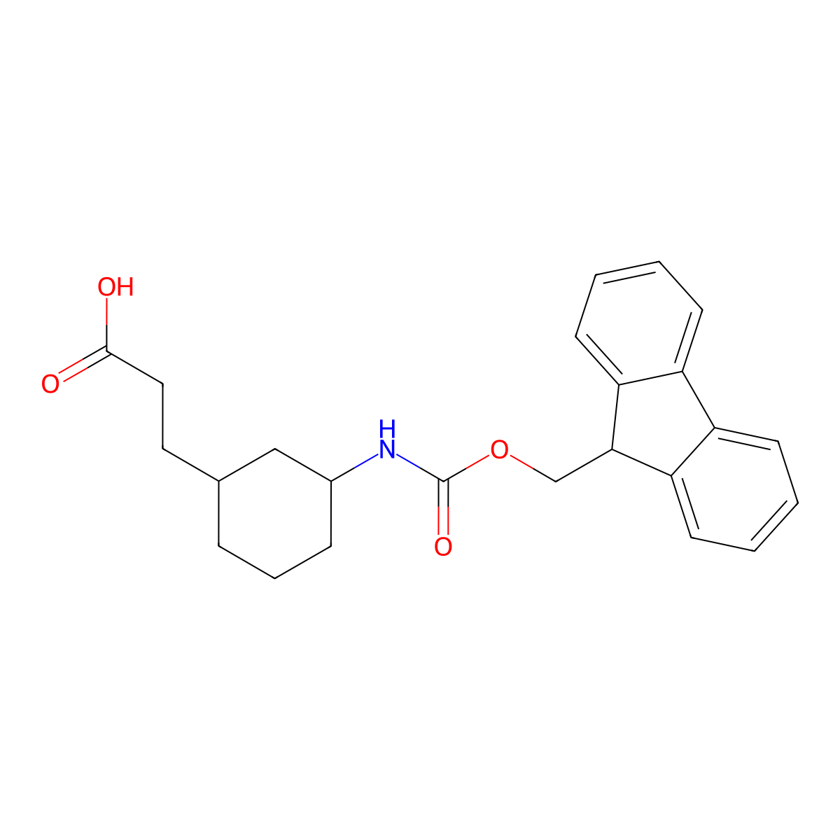 3-[3-({[(9H-fluoren-9-yl)methoxy]carbonyl}amino)cyclohexyl]propanoic acid molecular structure, CAS 2580184-23-0