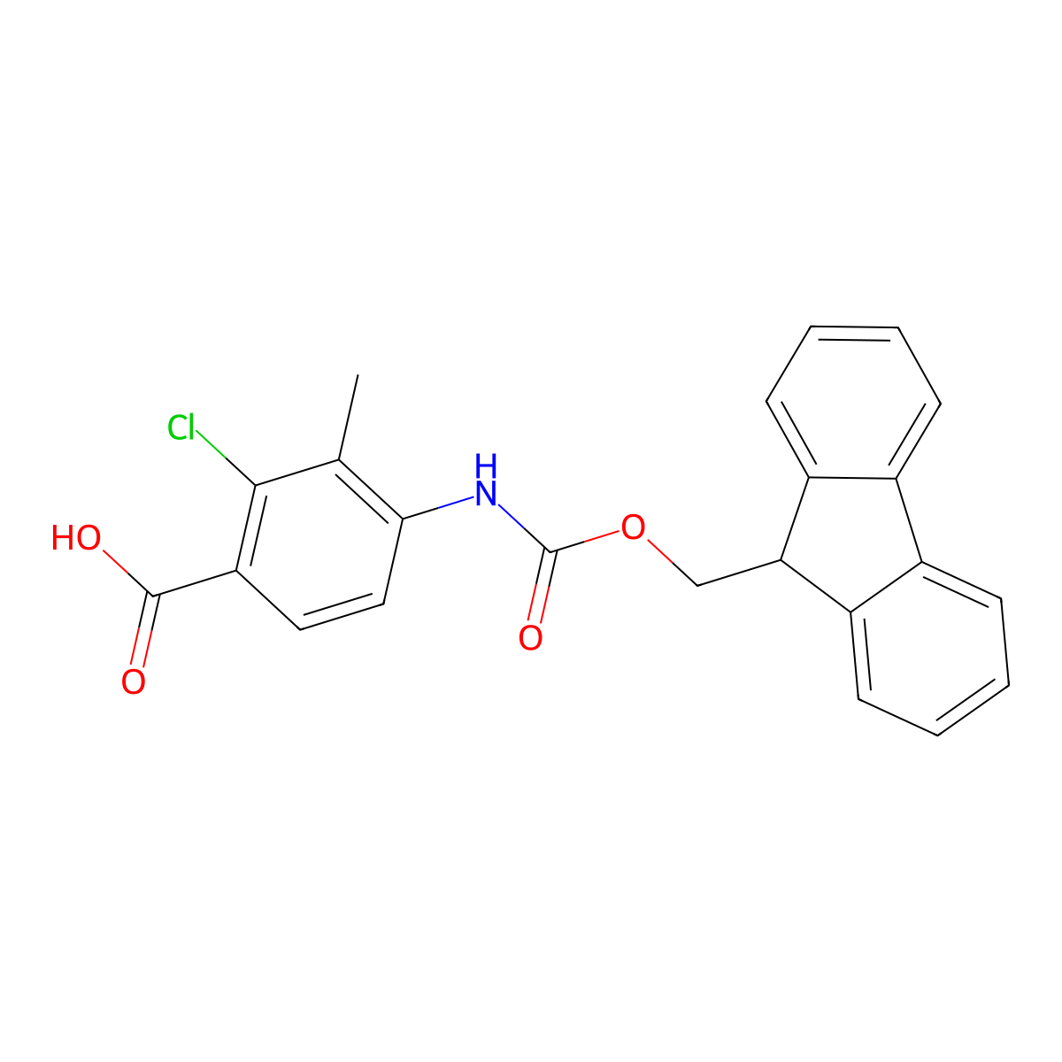 2-chloro-4-({[(9H-fluoren-9-yl)methoxy]carbonyl}amino)-3-methylbenzoic acid molecular structure, CAS 2580184-25-2