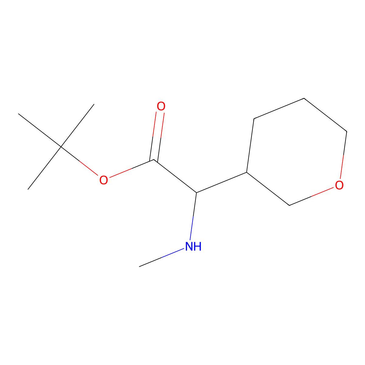 Tert-butyl 2-(methylamino)-2-(oxan-3-yl)acetate molecular structure, CAS 2580184-26-3