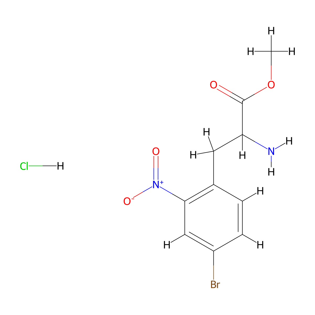 Methyl 2-amino-3-(4-bromo-2-nitrophenyl)propanoate hydrochloride molecular structure, CAS 2580184-31-0