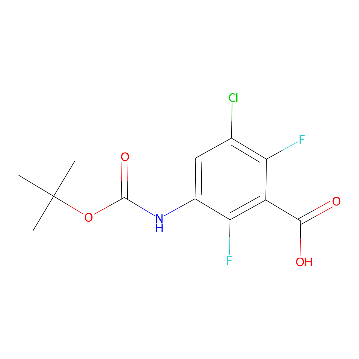 3-{[(Tert-butoxy)carbonyl]amino}-5-chloro-2,6-difluorobenzoic acid molecular structure, CAS 2580184-39-8