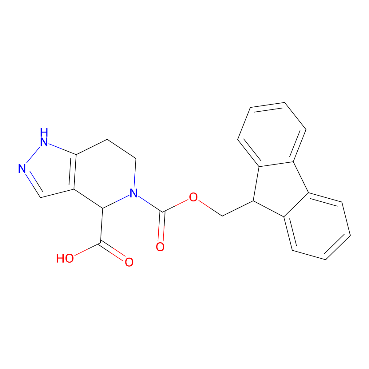 5-{[(9H-fluoren-9-yl)methoxy]carbonyl}-2H,4H,5H,6H,7H-pyrazolo[4,3-c]pyridine-4-carboxylic acid molecular structure, CAS 2580184-56-9