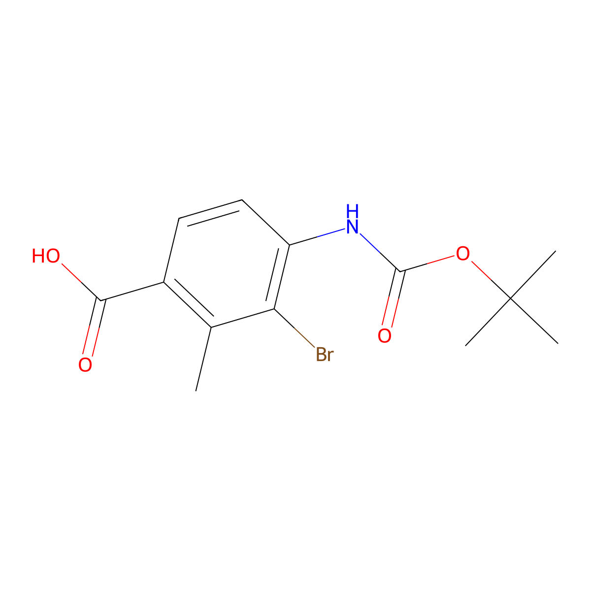 3-Bromo-4-{[(tert-butoxy)carbonyl]amino}-2-methylbenzoic acid molecular structure, CAS 2580184-57-0