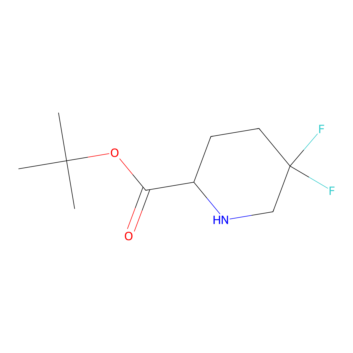 Tert-butyl 5,5-difluoropiperidine-2-carboxylate molecular structure, CAS 2580184-58-1
