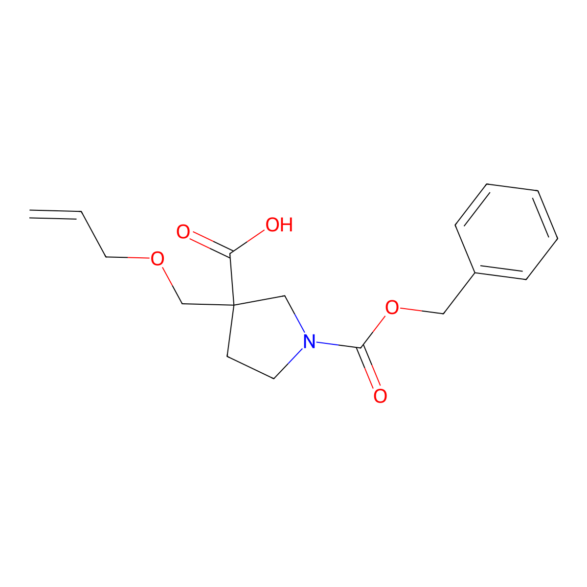 1-[(Benzyloxy)carbonyl]-3-[(prop-2-en-1-yloxy)methyl]pyrrolidine-3-carboxylic acid molecular structure, CAS 2580184-82-1
