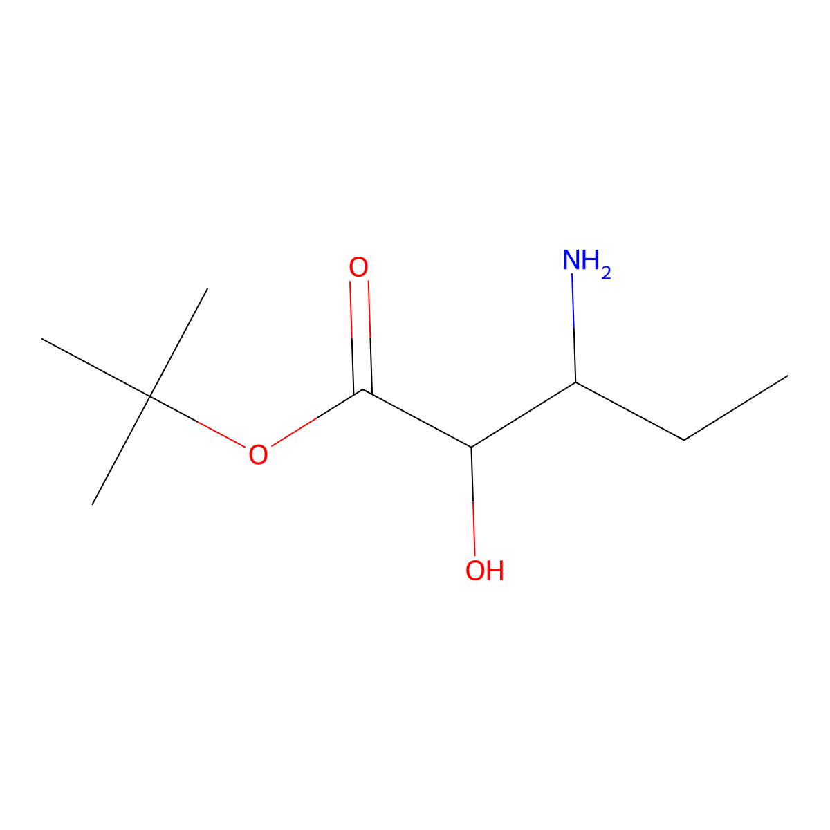 Tert-butyl 3-amino-2-hydroxypentanoate molecular structure, CAS 2580184-85-4