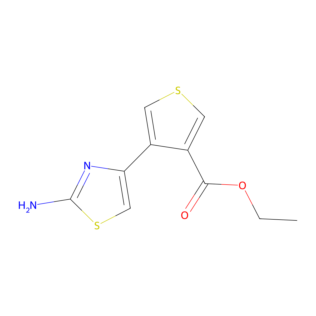 Ethyl 4-(2-amino-1,3-thiazol-4-yl)thiophene-3-carboxylate molecular structure, CAS 2580184-91-2