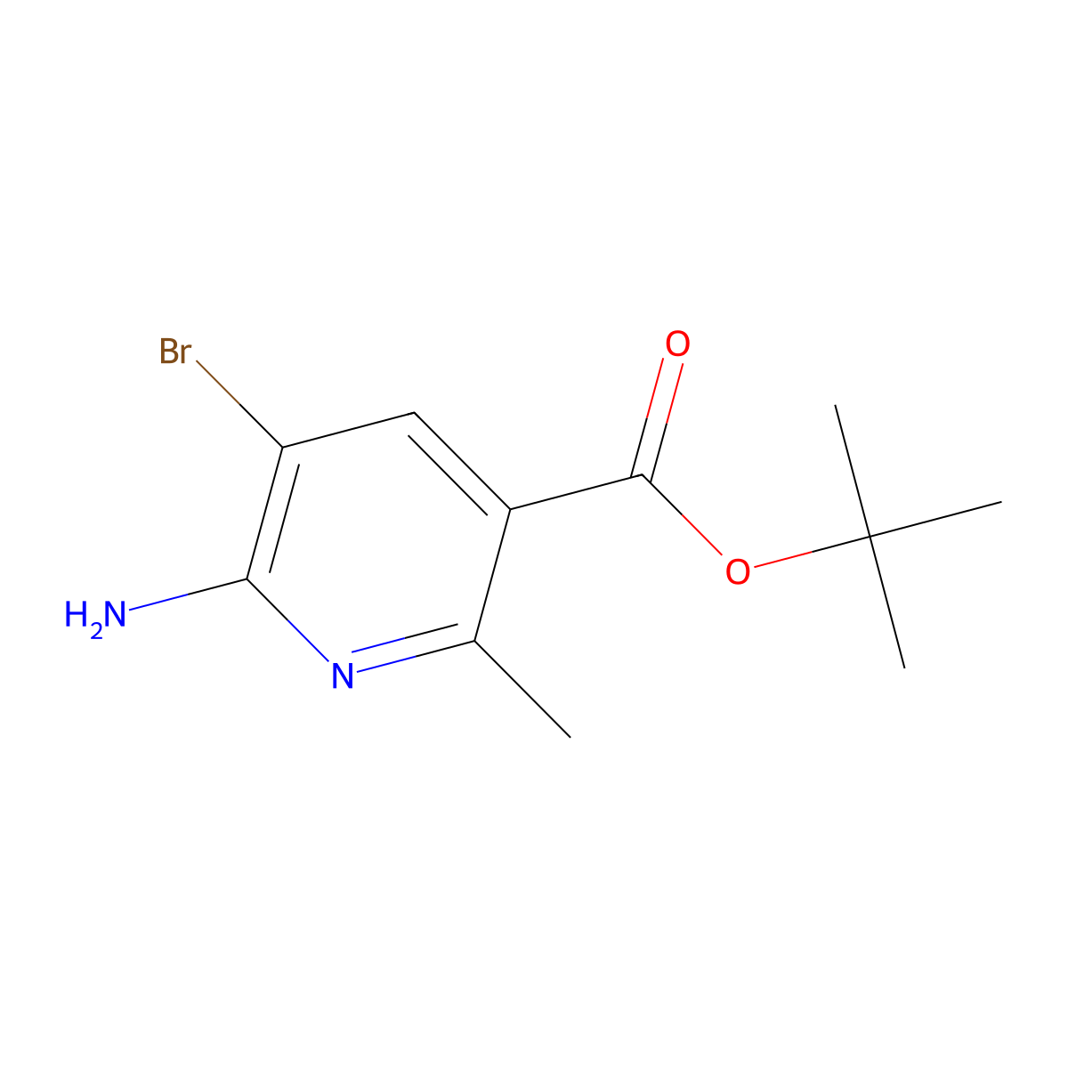 Tert-butyl 6-amino-5-bromo-2-methylpyridine-3-carboxylate molecular structure, CAS 2580185-01-7