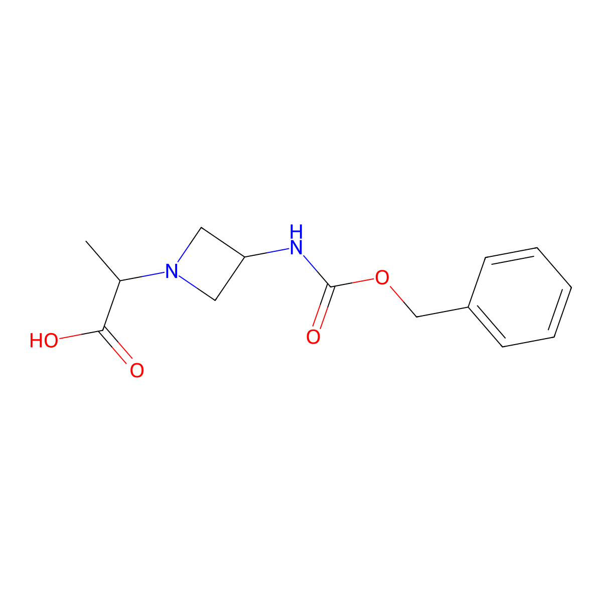 2-(3-{[(Benzyloxy)carbonyl]amino}azetidin-1-yl)propanoic acid molecular structure, CAS 2580185-06-2