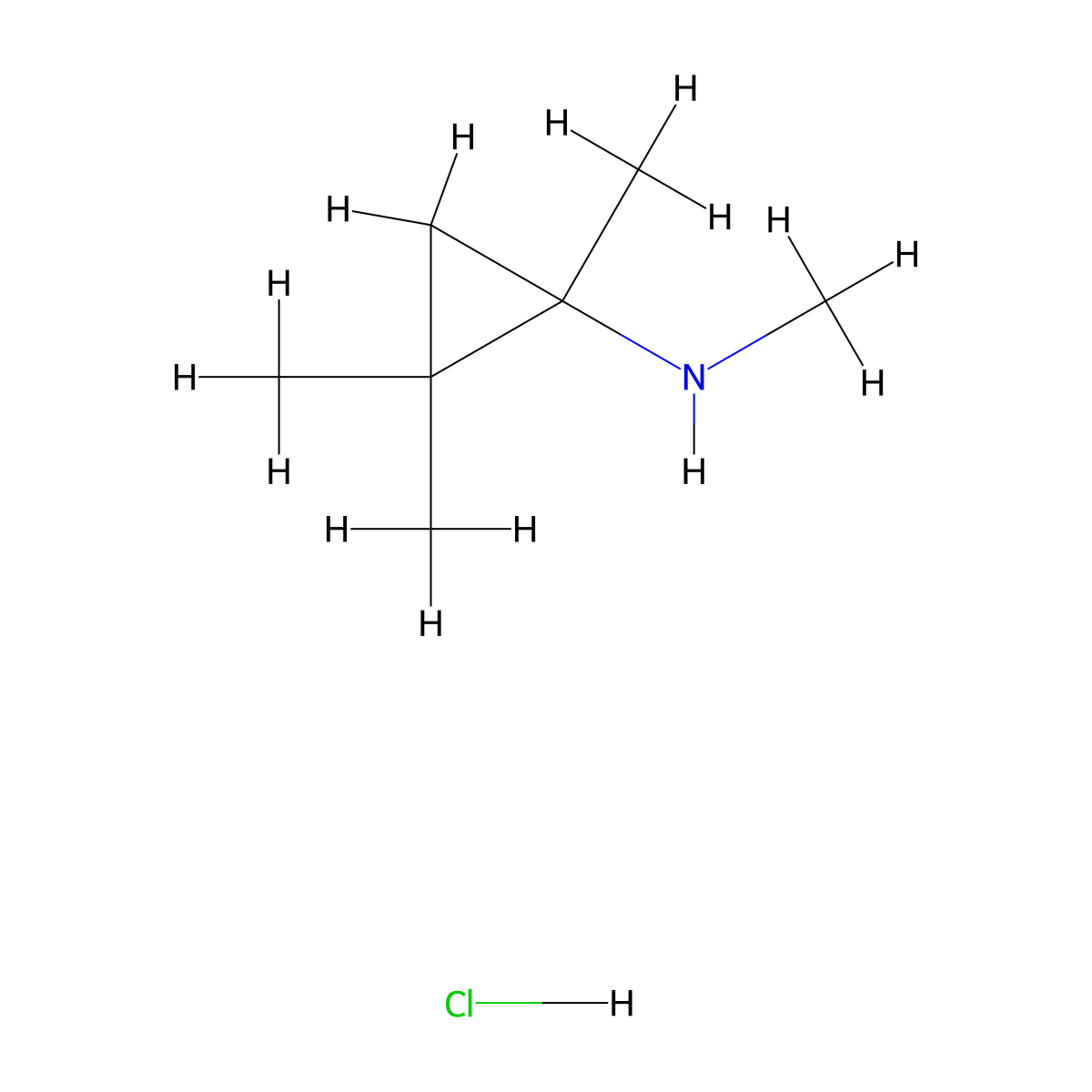 N,1,2,2-tetramethylcyclopropan-1-amine hydrochloride molecular structure, CAS 2580185-15-3