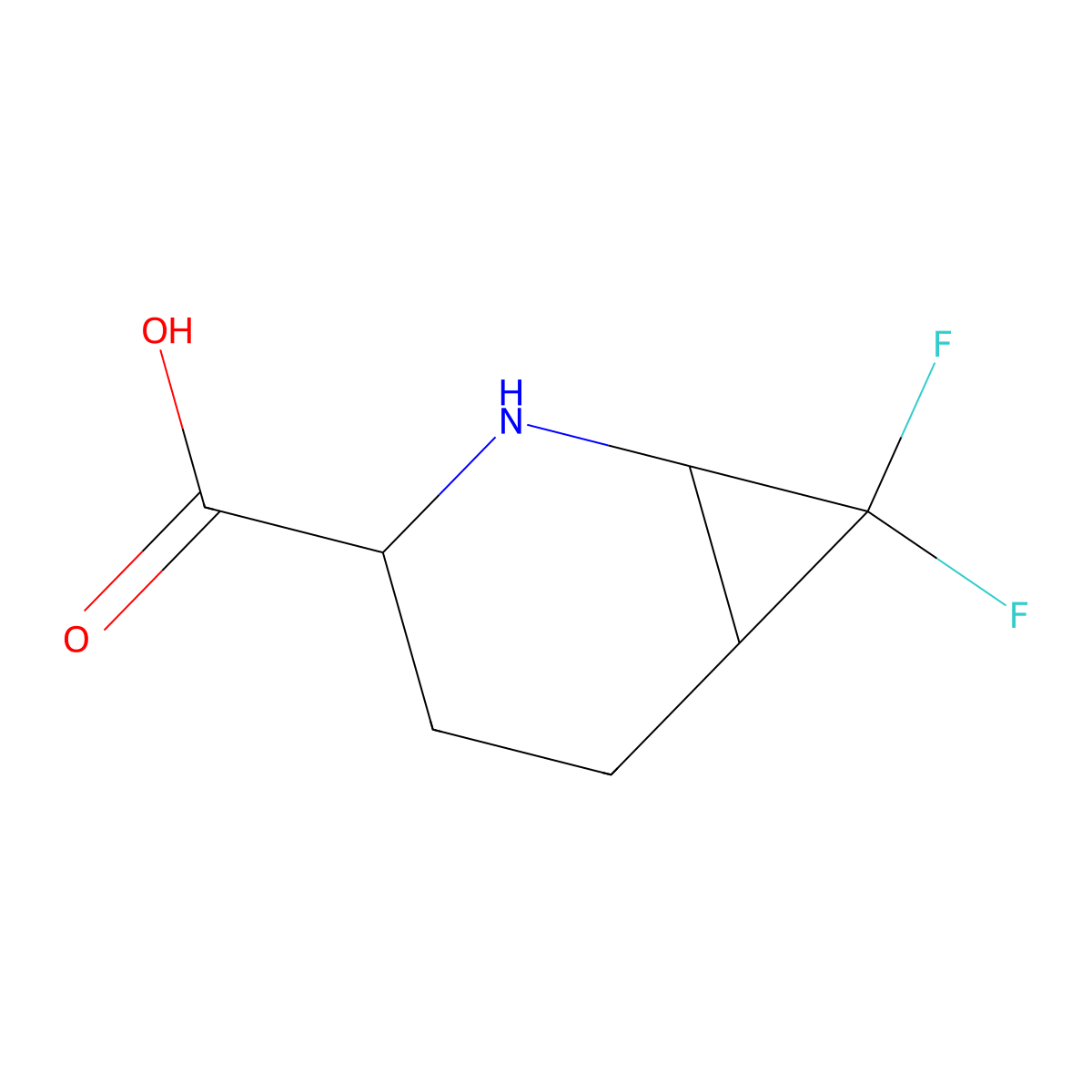 7,7-Difluoro-2-azabicyclo[4.1.0]heptane-3-carboxylic acid molecular structure, CAS 2580185-17-5