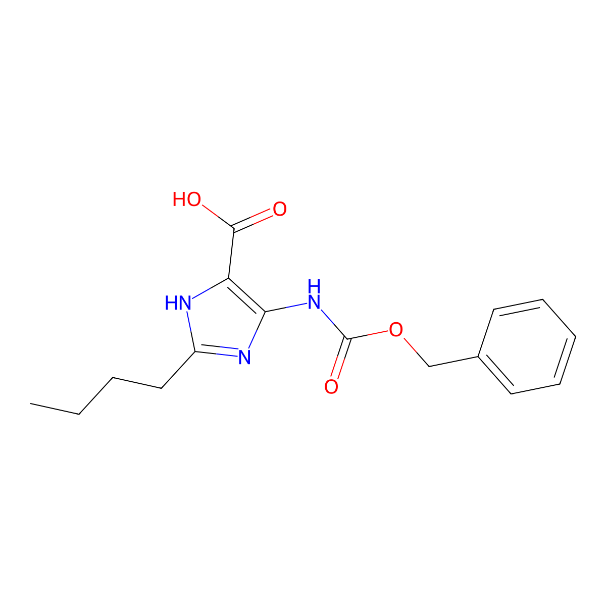 4-{[(benzyloxy)carbonyl]amino}-2-butyl-1H-imidazole-5-carboxylic acid molecular structure, CAS 2580185-19-7