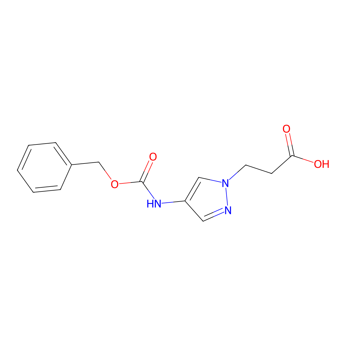 3-(4-{[(benzyloxy)carbonyl]amino}-1H-pyrazol-1-yl)propanoic acid molecular structure, CAS 2580185-21-1
