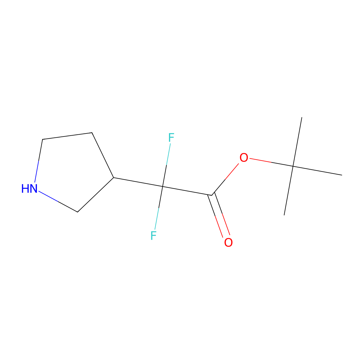 Tert-butyl 2,2-difluoro-2-(pyrrolidin-3-yl)acetate molecular structure, CAS 2580185-29-9