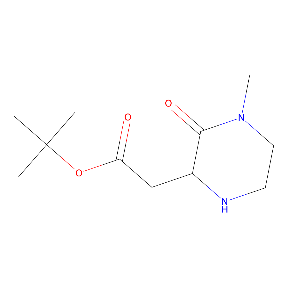 Tert-butyl 2-(4-methyl-3-oxopiperazin-2-yl)acetate molecular structure, CAS 2580185-33-5