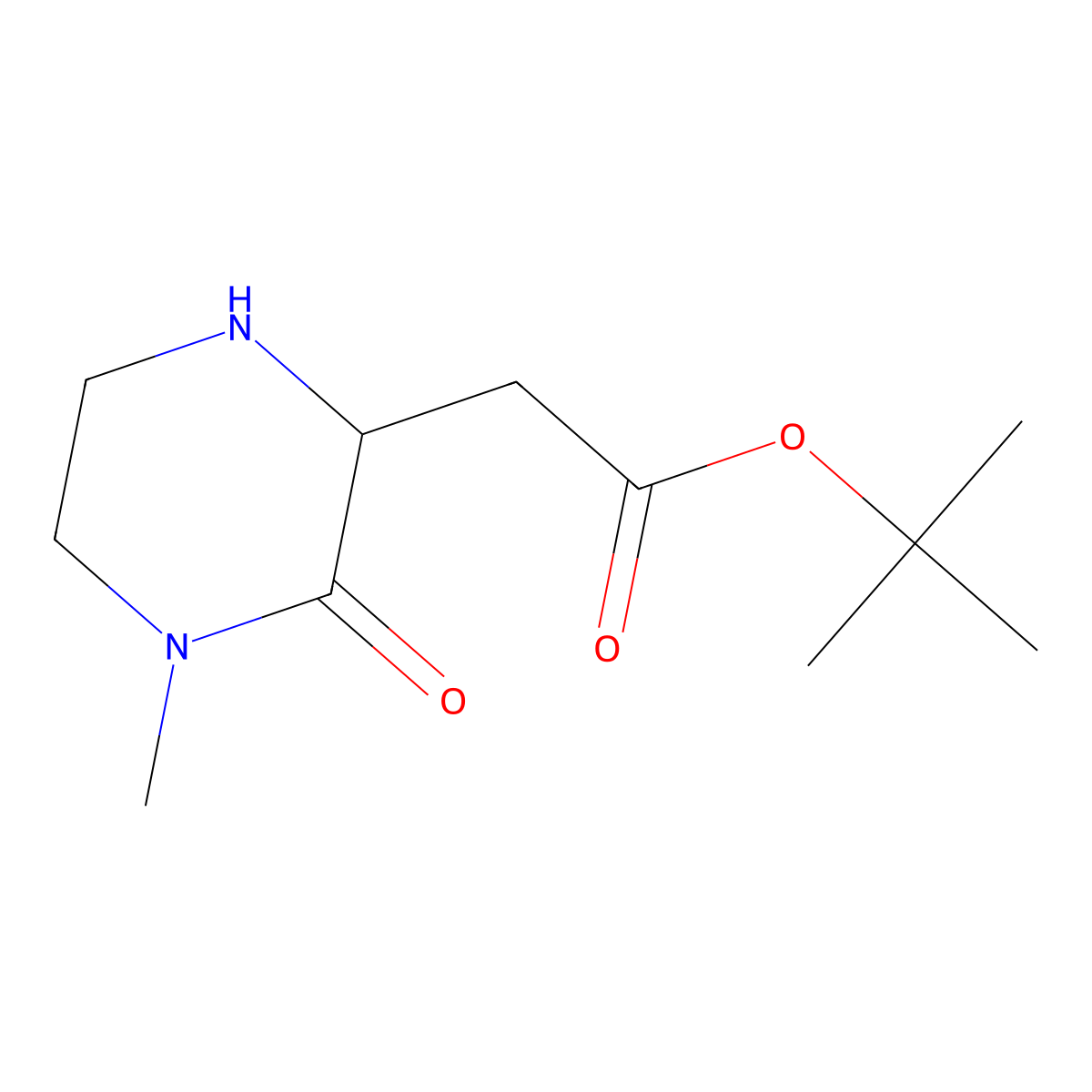 Tert-butyl 2-(4-methyl-3-oxopiperazin-2-yl)acetate molecular structure, CAS 2580185-33-5