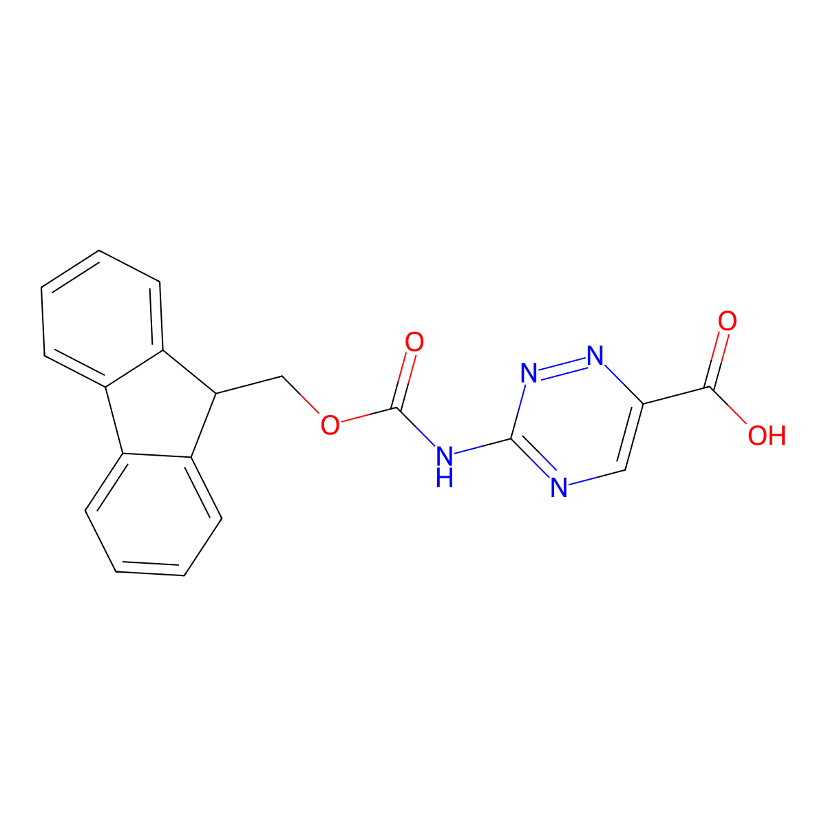 3-({[(9H-fluoren-9-yl)methoxy]carbonyl}amino)-1,2,4-triazine-6-carboxylic acid molecular structure, CAS 2580185-37-9
