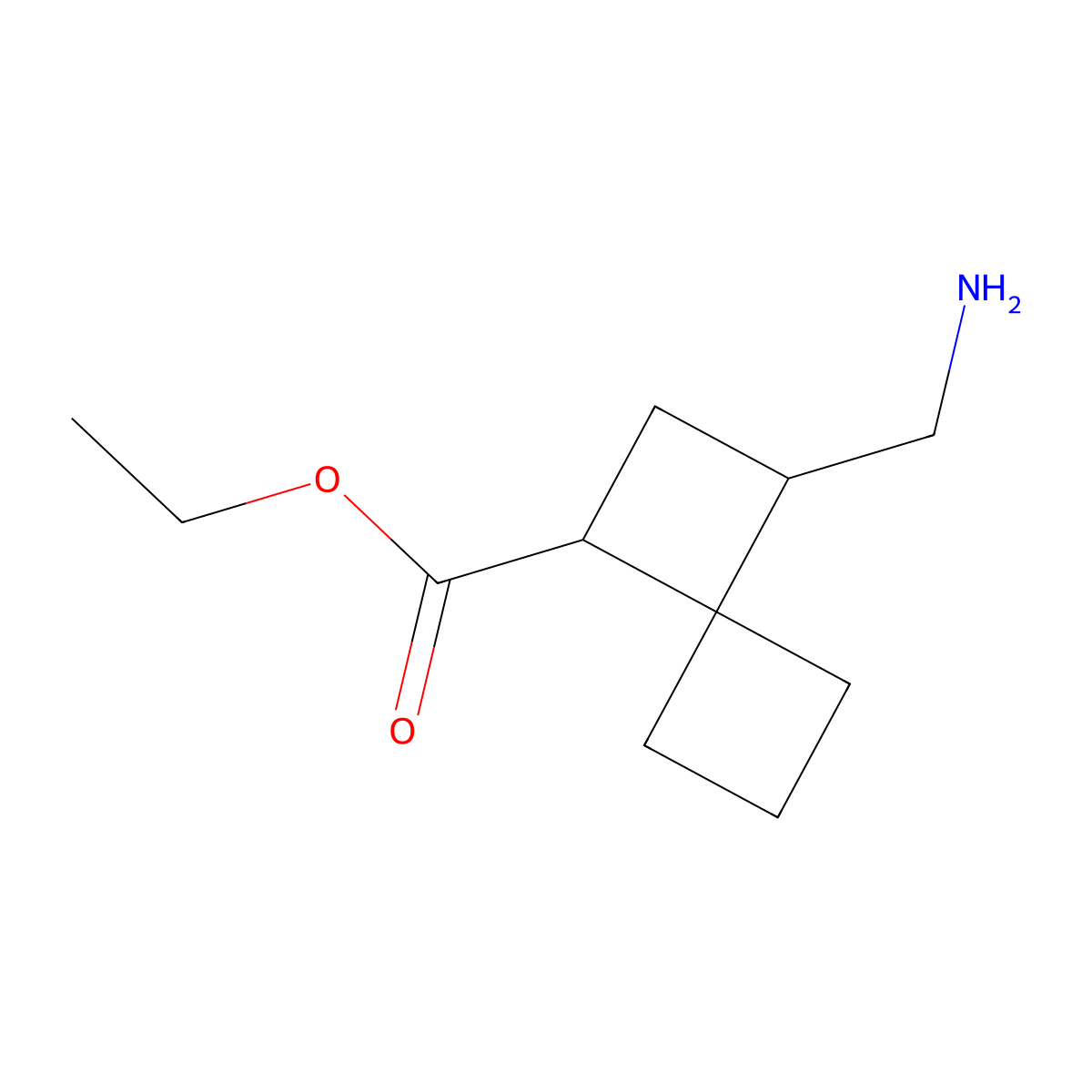 Ethyl 3-(aminomethyl)spiro[3.3]heptane-1-carboxylate molecular structure, CAS 2580185-40-4