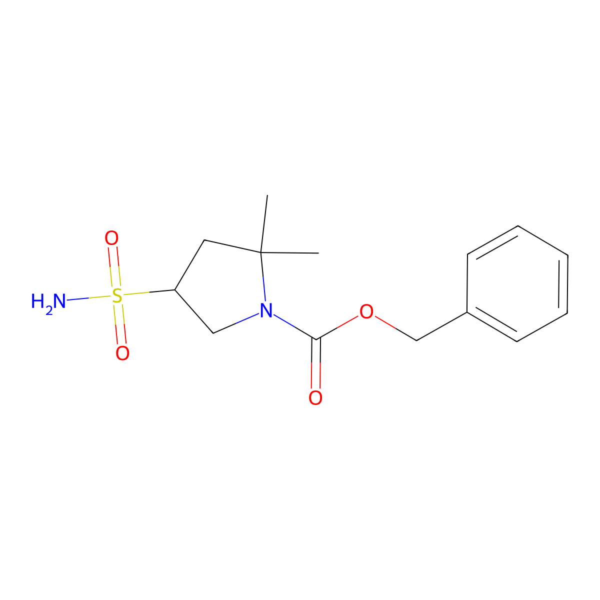 Benzyl 2,2-dimethyl-4-sulfamoylpyrrolidine-1-carboxylate molecular structure, CAS 2580185-48-2