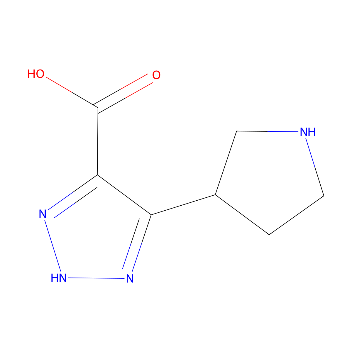 5-(pyrrolidin-3-yl)-1H-1,2,3-triazole-4-carboxylic acid molecular structure, CAS 2580185-50-6