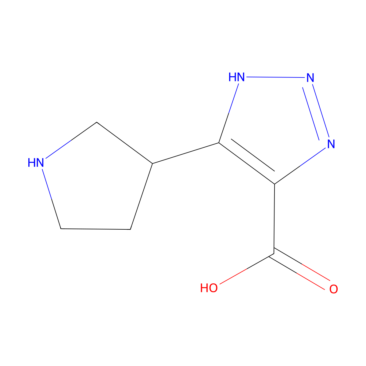 5-(pyrrolidin-3-yl)-1H-1,2,3-triazole-4-carboxylic acid molecular structure, CAS 2580185-50-6