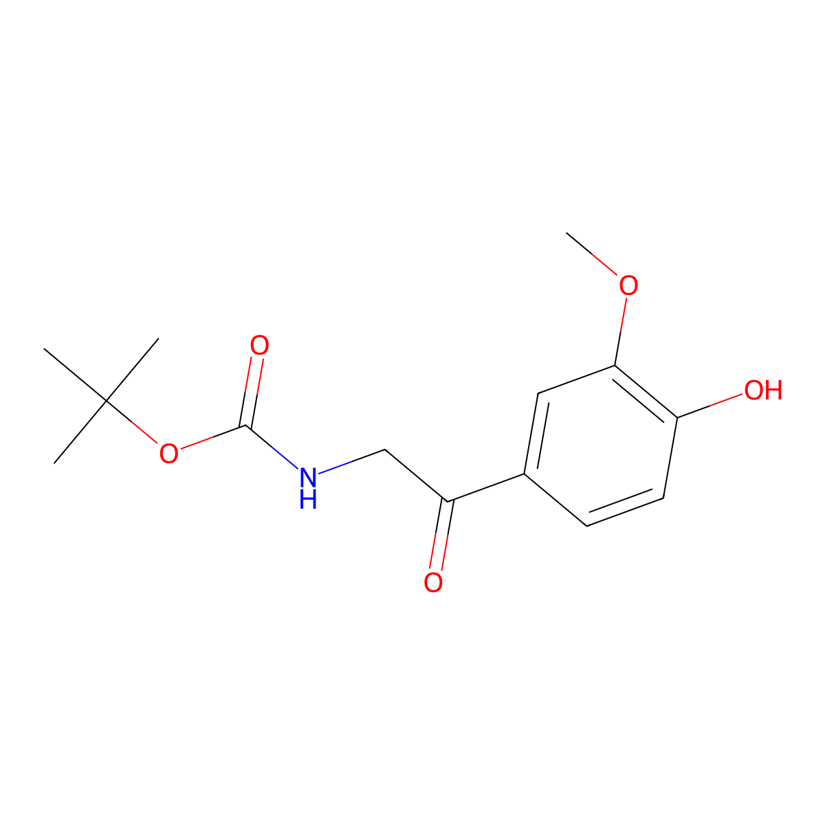 tert-butyl N-[2-(4-hydroxy-3-methoxyphenyl)-2-oxoethyl]carbamate molecular structure, CAS 2580185-56-2