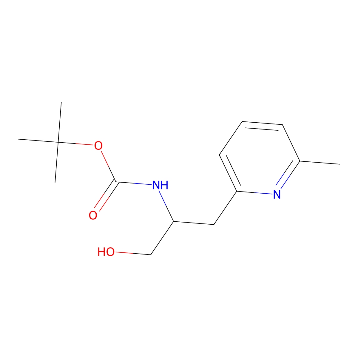 tert-butyl N-[1-hydroxy-3-(6-methylpyridin-2-yl)propan-2-yl]carbamate molecular structure, CAS 2580185-57-3