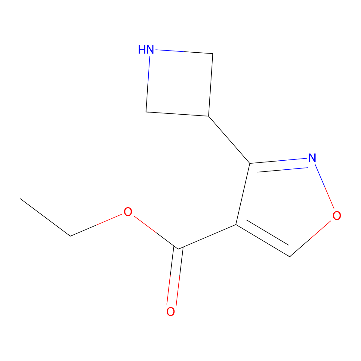 Ethyl 3-(azetidin-3-yl)-1,2-oxazole-4-carboxylate molecular structure, CAS 2580185-63-1