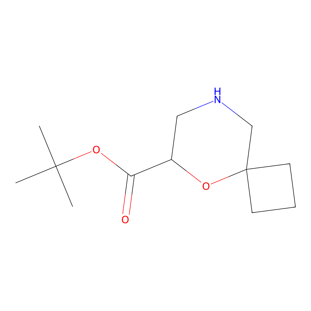 Tert-butyl 5-oxa-8-azaspiro[3.5]nonane-6-carboxylate molecular structure, CAS 2580185-66-4