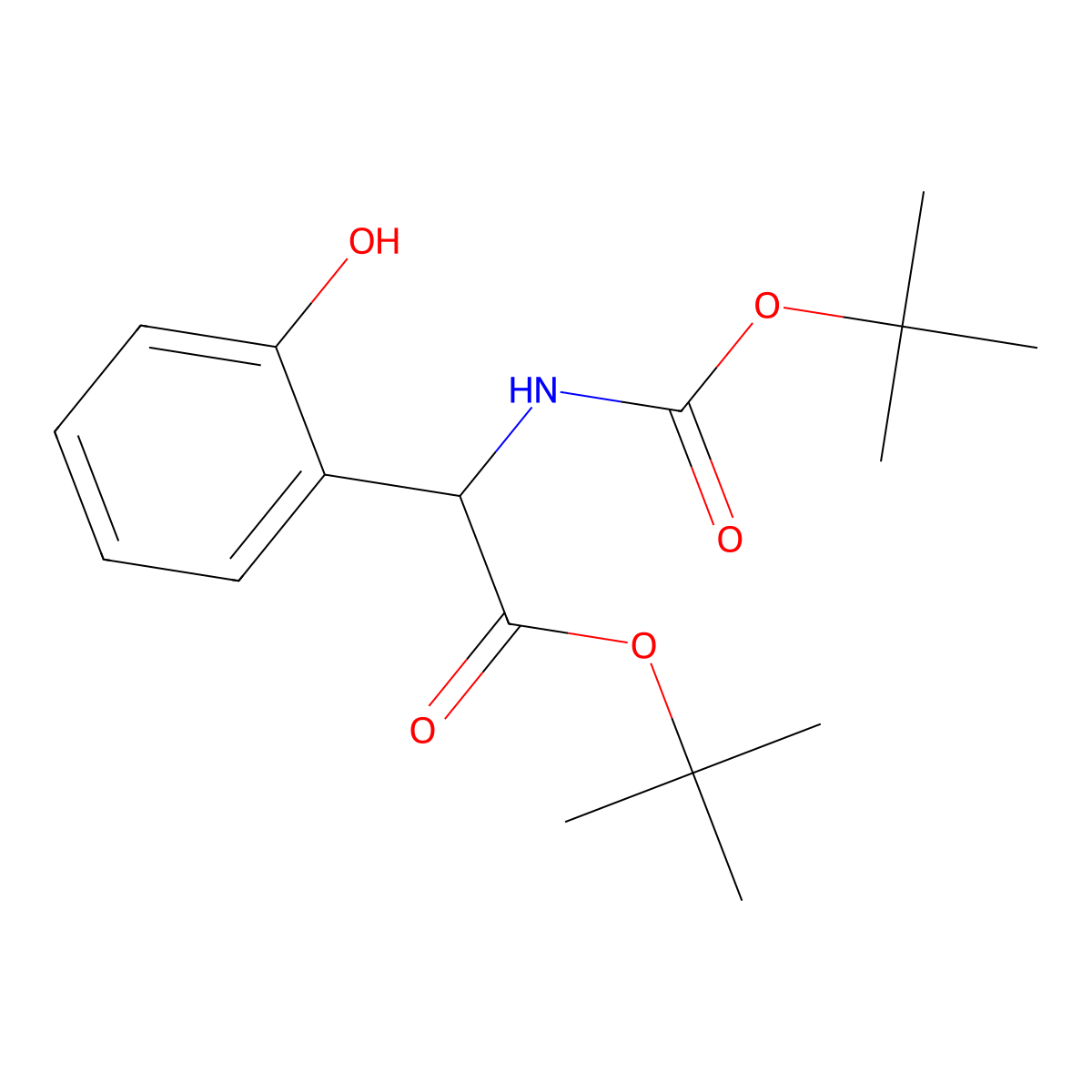 Tert-butyl 2-{[(tert-butoxy)carbonyl]amino}-2-(2-hydroxyphenyl)acetate molecular structure, CAS 2580185-72-2