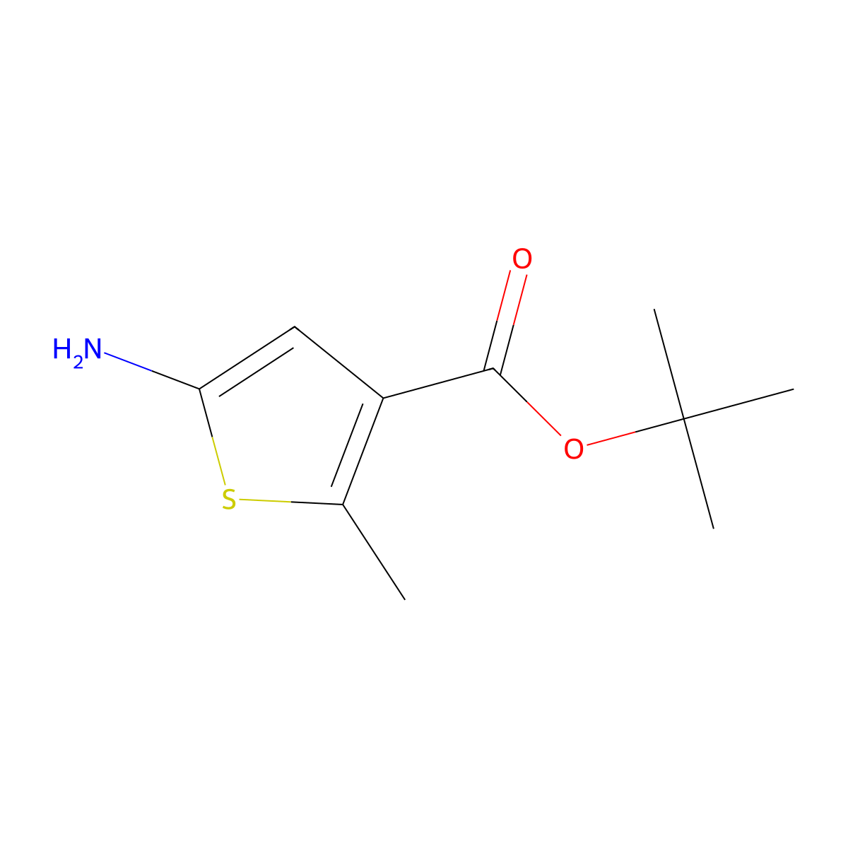 Tert-butyl 5-amino-2-methylthiophene-3-carboxylate molecular structure, CAS 2580185-76-6