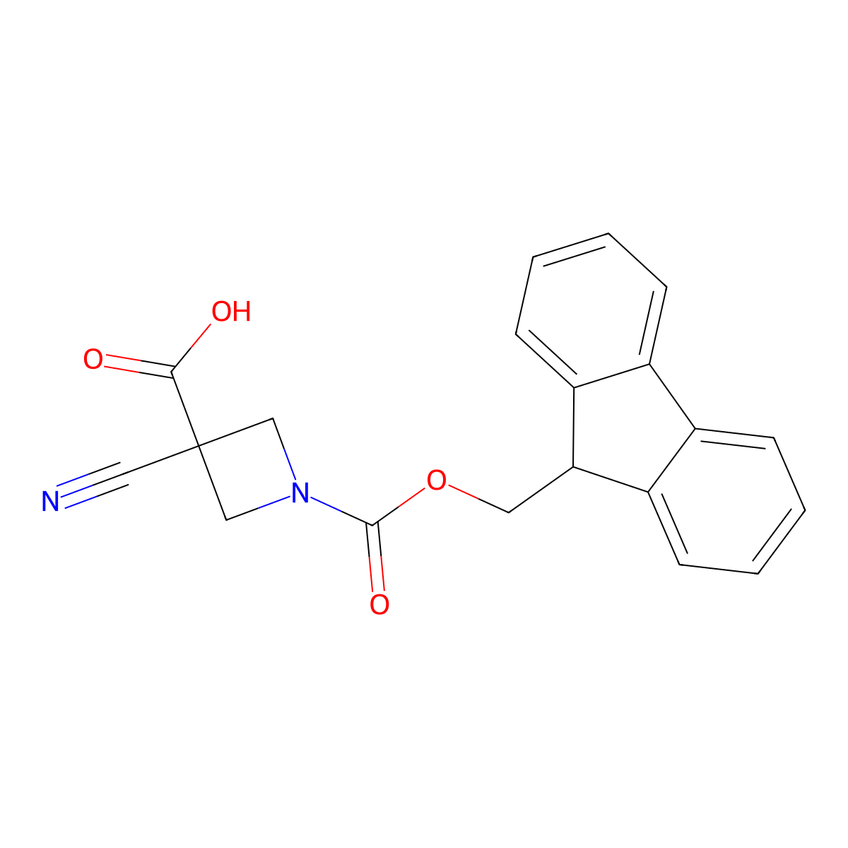 3-cyano-1-{[(9H-fluoren-9-yl)methoxy]carbonyl}azetidine-3-carboxylicacid molecular structure, CAS 2580185-81-3