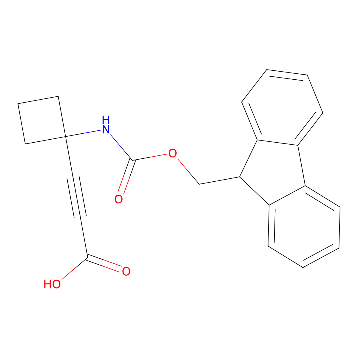 3-[1-({[(9H-fluoren-9-yl)methoxy]carbonyl}amino)cyclobutyl]prop-2-ynoic acid molecular structure, CAS 2580185-83-5