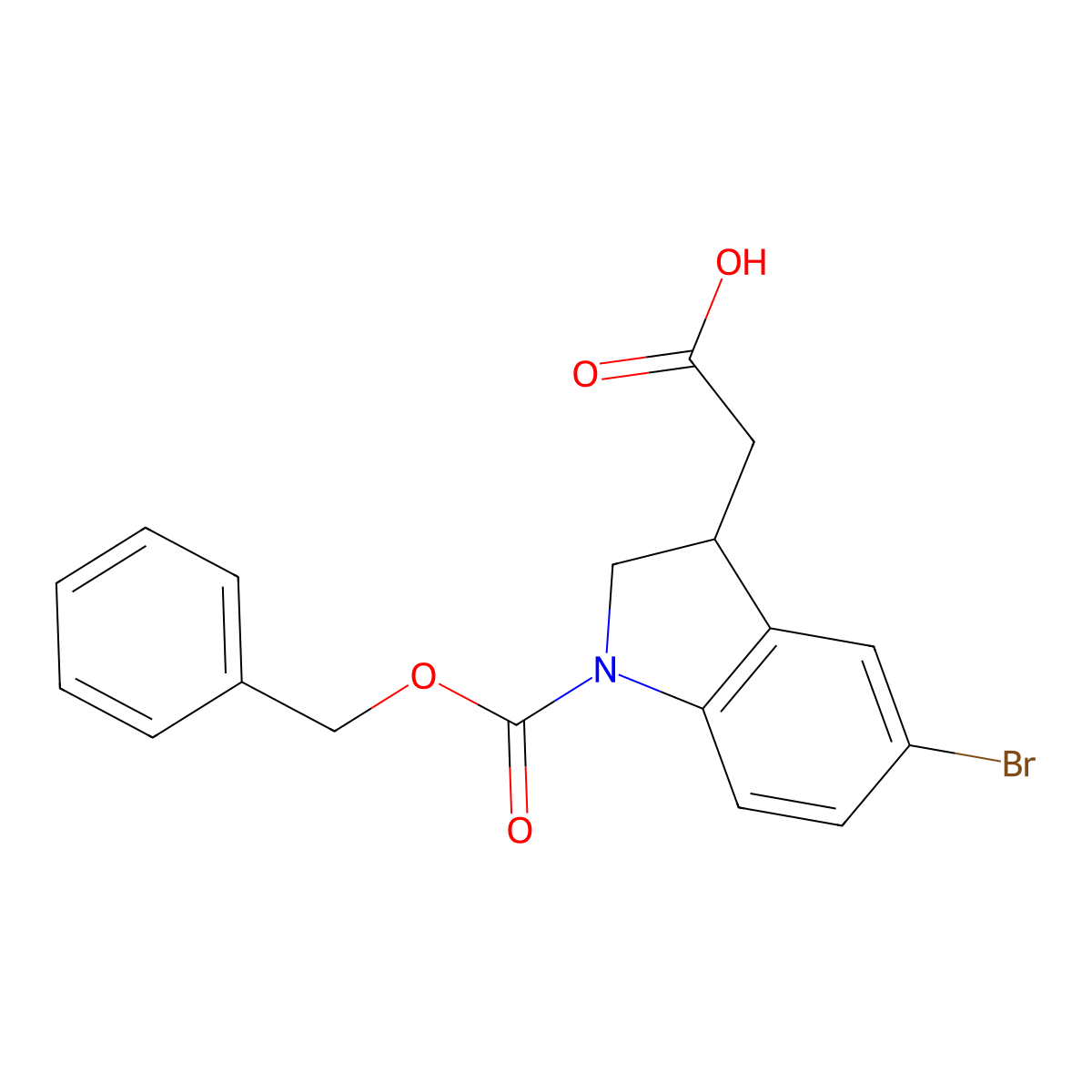 2-{1-[(benzyloxy)carbonyl]-5-bromo-2,3-dihydro-1H-indol-3-yl}acetic acid molecular structure, CAS 2580185-97-1