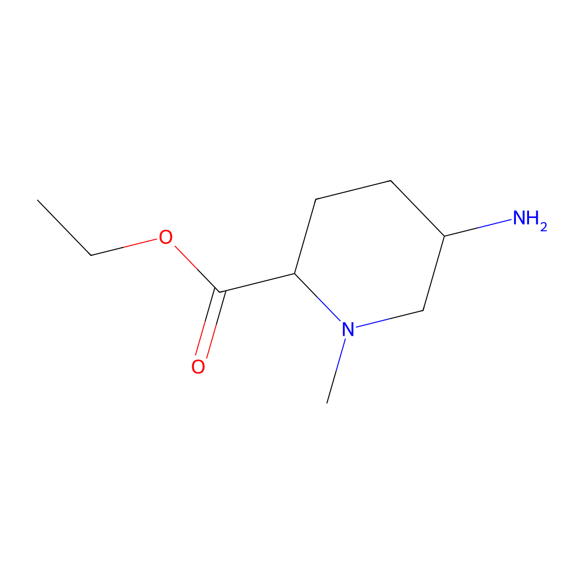 Ethyl 5-amino-1-methylpiperidine-2-carboxylate molecular structure, CAS 2580186-00-9