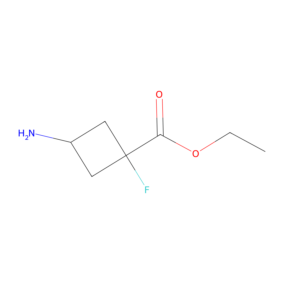 Ethyl 3-amino-1-fluorocyclobutane-1-carboxylate molecular structure, CAS 2580186-09-8