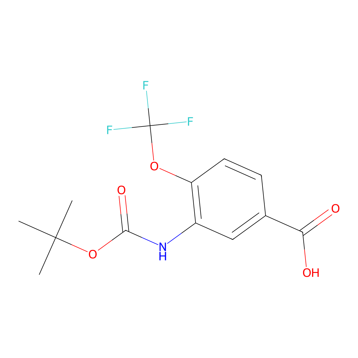 3-{[(Tert-butoxy)carbonyl]amino}-4-(trifluoromethoxy)benzoic acid molecular structure, CAS 2580186-10-1