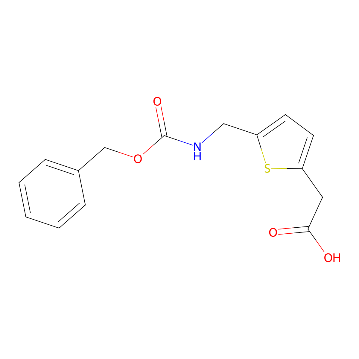 2-[5-({[(Benzyloxy)carbonyl]amino}methyl)thiophen-2-yl]acetic acid molecular structure, CAS 2580186-17-8