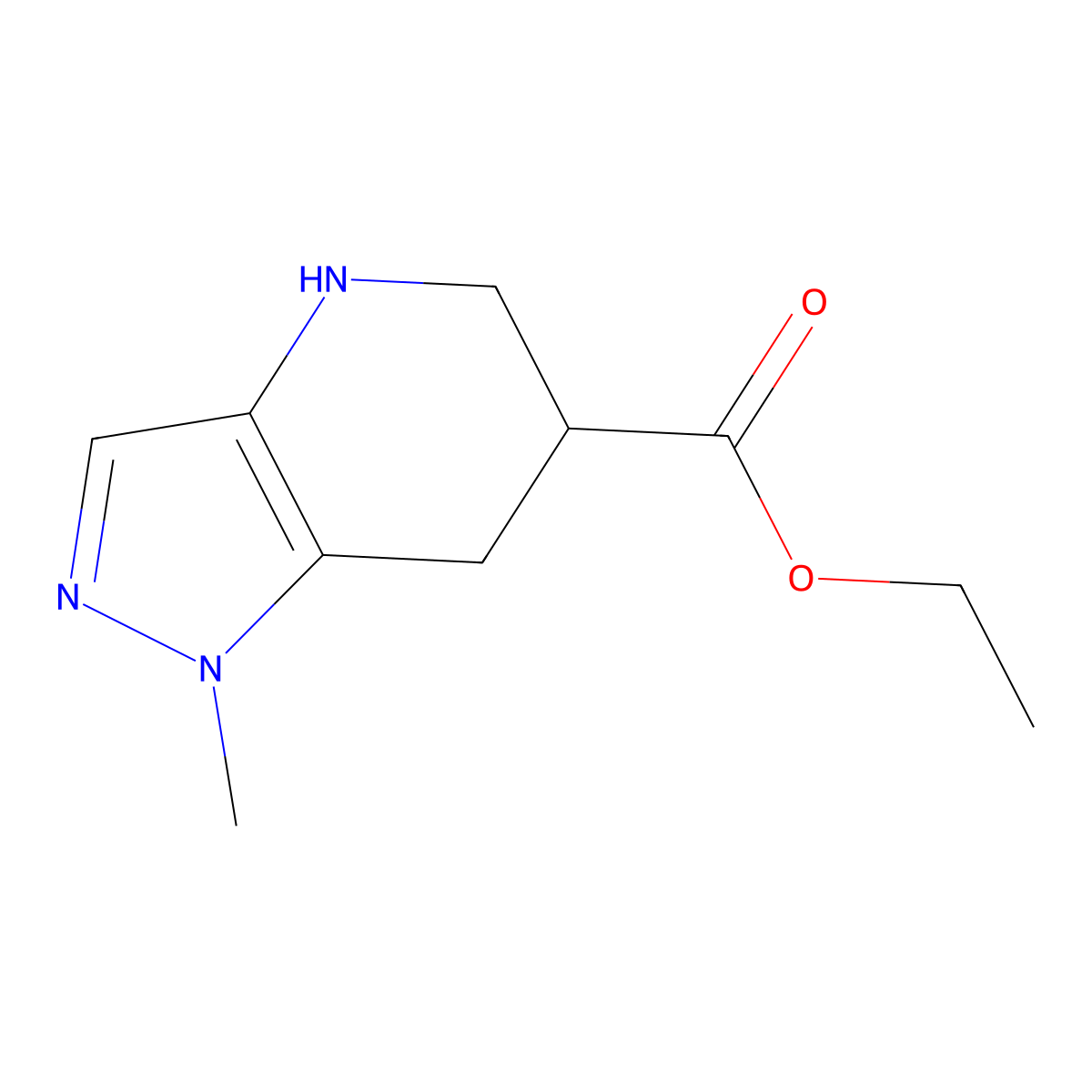 ethyl 1-methyl-1H,4H,5H,6H,7H-pyrazolo[4,3-b]pyridine-6-carboxylate molecular structure, CAS 2580186-19-0
