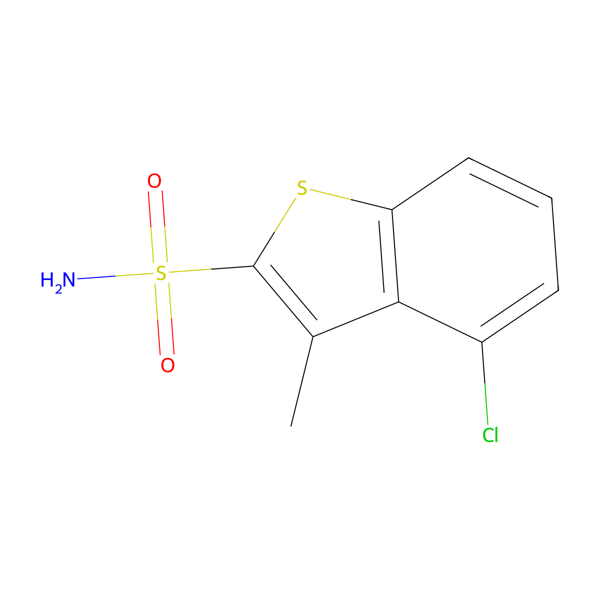 4-Chloro-3-methyl-1-benzothiophene-2-sulfonamide molecular structure, CAS 2580186-21-4