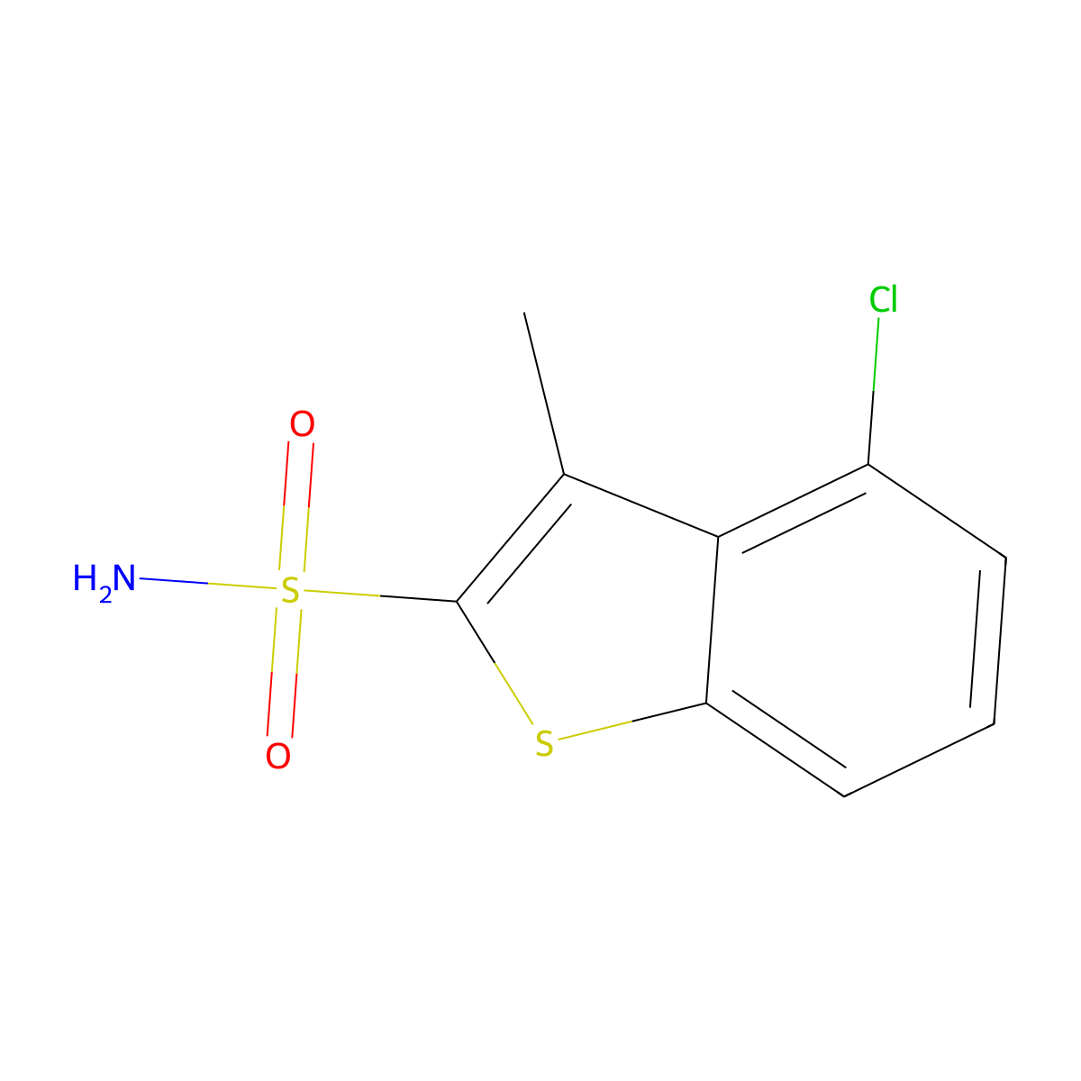 4-Chloro-3-methyl-1-benzothiophene-2-sulfonamide molecular structure, CAS 2580186-21-4