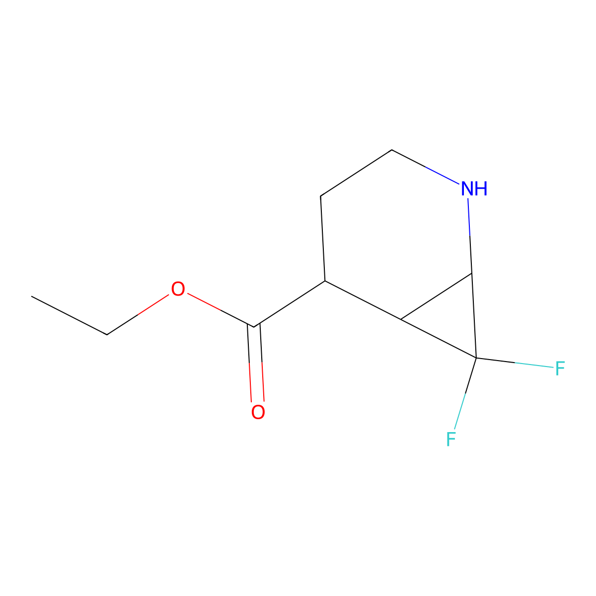 Ethyl 7,7-difluoro-2-azabicyclo[4.1.0]heptane-5-carboxylate molecular structure, CAS 2580186-22-5