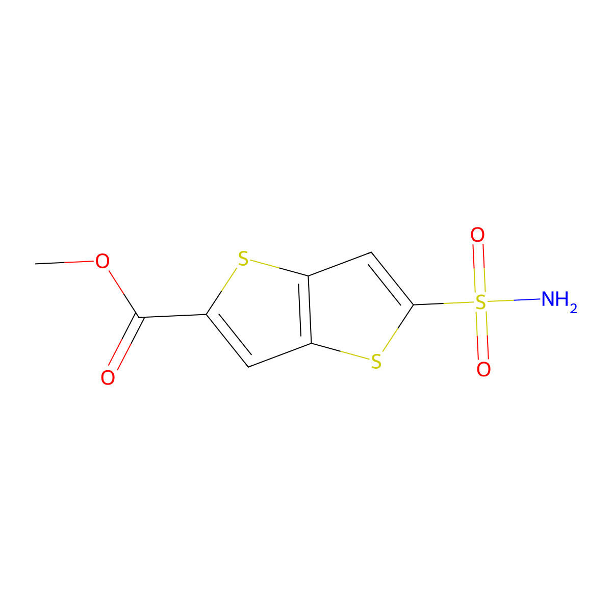 Methyl 5-sulfamoylthieno[3,2-b]thiophene-2-carboxylate molecular structure, CAS 2580186-25-8