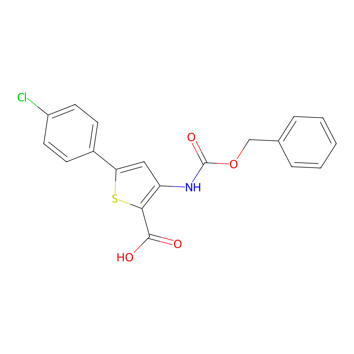 3-{[(Benzyloxy)carbonyl]amino}-5-(4-chlorophenyl)thiophene-2-carboxylic acid molecular structure, CAS 2580186-33-8