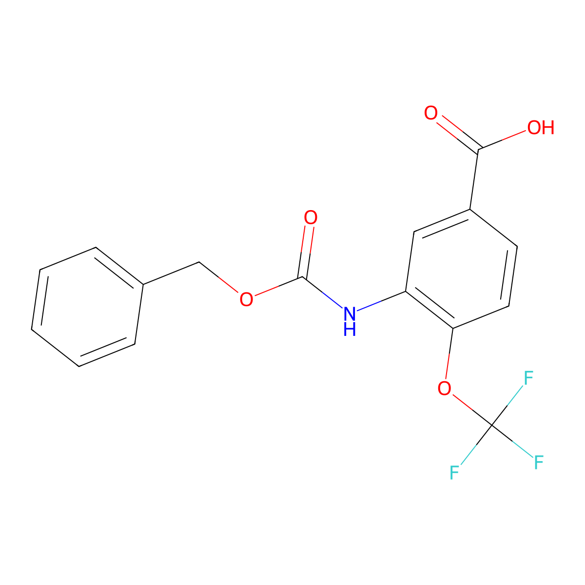 3-{[(Benzyloxy)carbonyl]amino}-4-(trifluoromethoxy)benzoic acid molecular structure, CAS 2580186-39-4