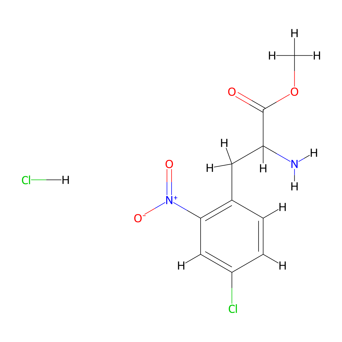 Methyl 2-amino-3-(4-chloro-2-nitrophenyl)propanoate hydrochloride molecular structure, CAS 2580186-42-9