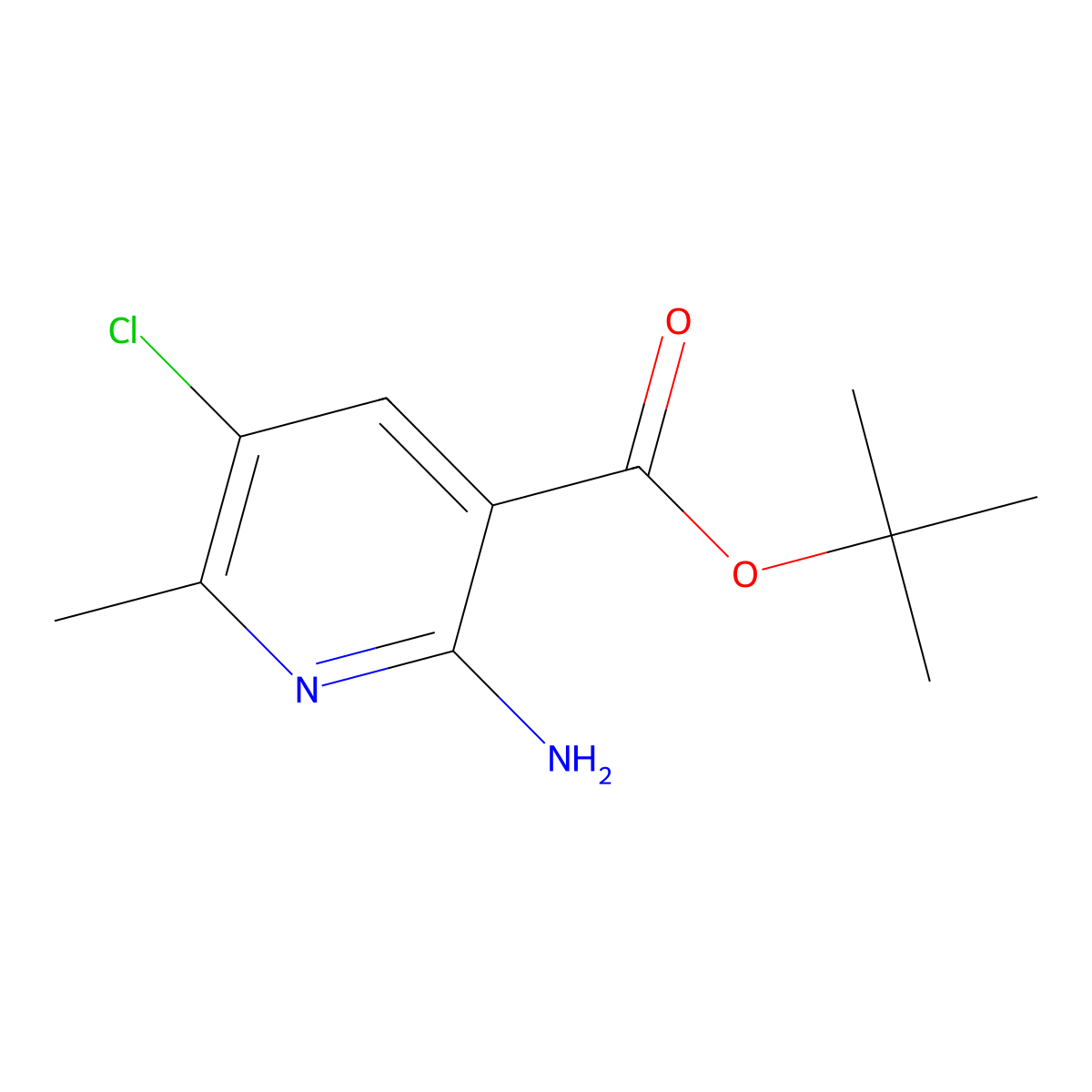 Tert-butyl 2-amino-5-chloro-6-methylpyridine-3-carboxylate molecular structure, CAS 2580186-49-6