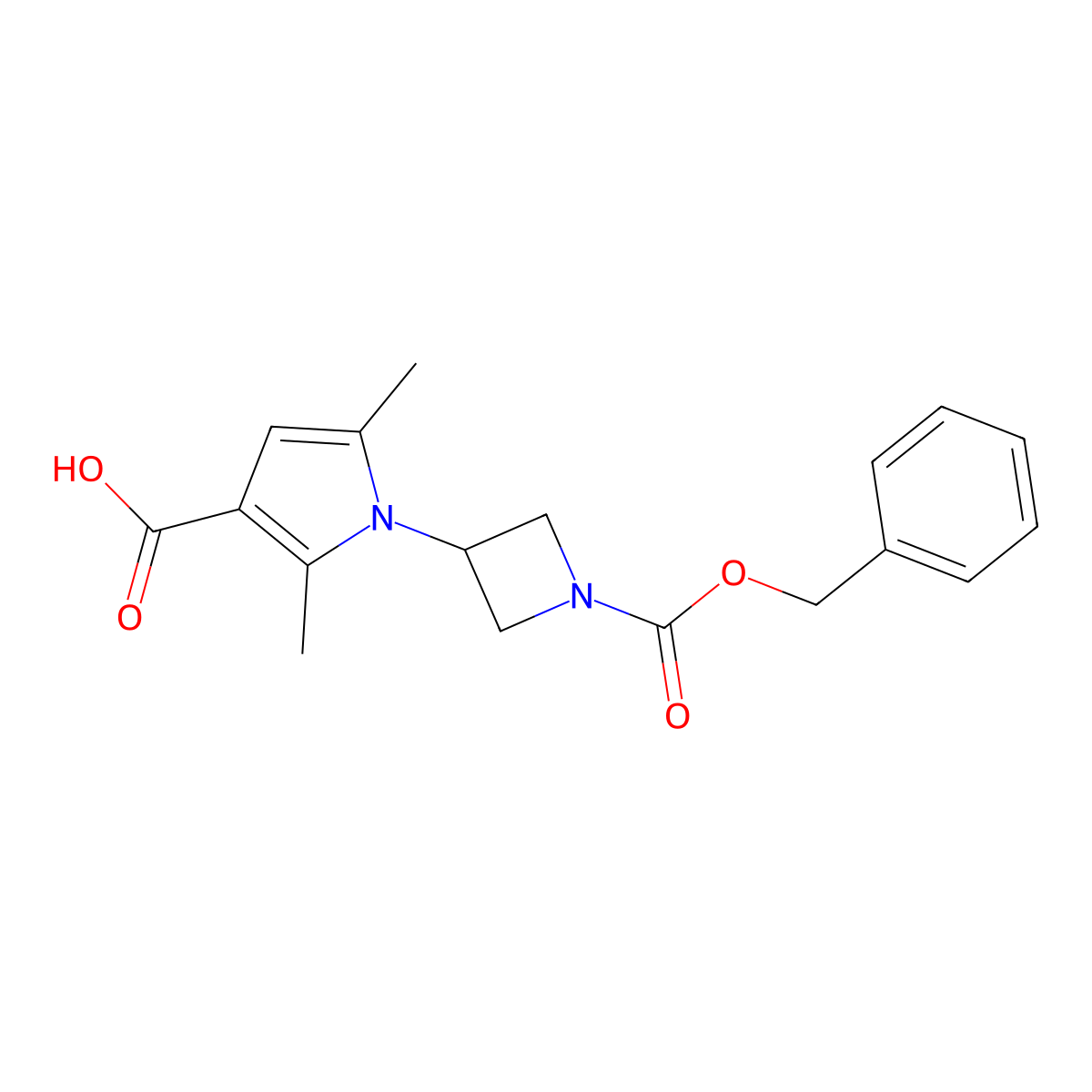 1-{1-[(benzyloxy)carbonyl]azetidin-3-yl}-2,5-dimethyl-1H-pyrrole-3-carboxylic acid molecular structure, CAS 2580186-51-0