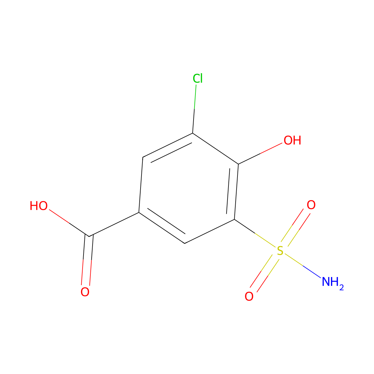 3-Chloro-4-hydroxy-5-sulfamoylbenzoic acid molecular structure, CAS 2580186-56-5