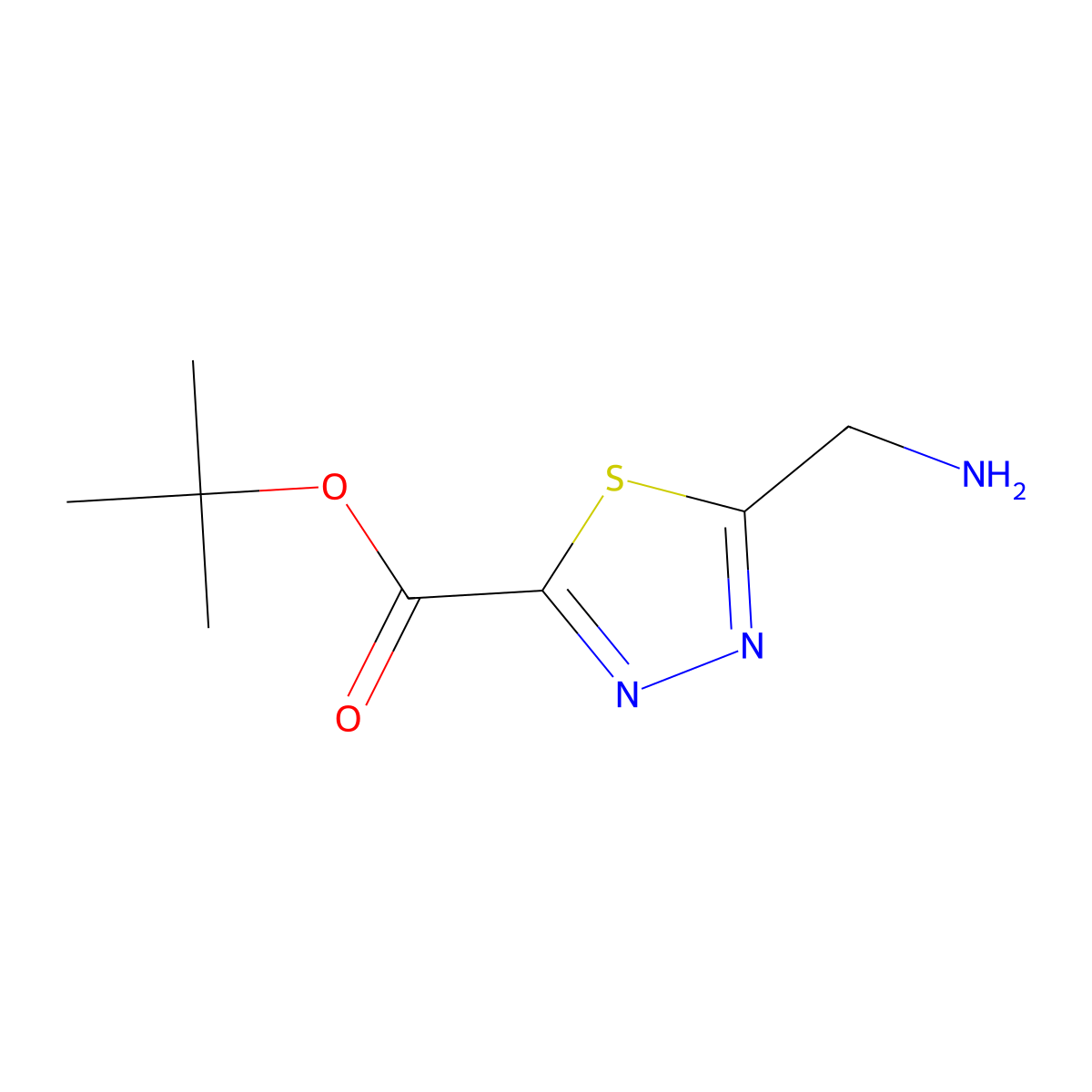 Tert-butyl 5-(aminomethyl)-1,3,4-thiadiazole-2-carboxylate molecular structure, CAS 2580186-58-7